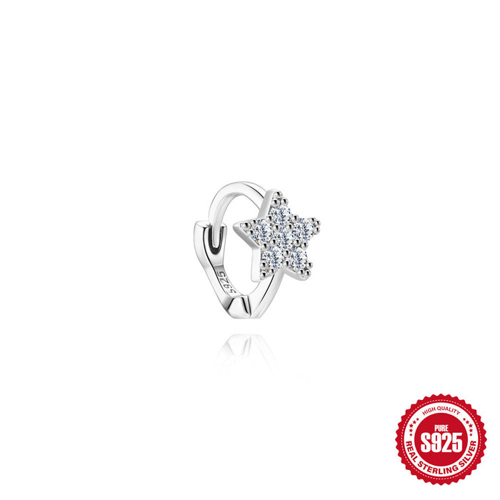 Wholesale Minimalist Ins-Style Stacked S925 Sterling Silver Basic Marquise Star Moissanite Geometric Cartilage Earrings Ear Clips