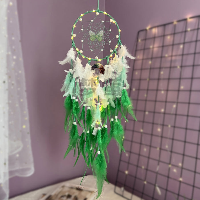 Wholesale Butterfly Gradient Dream Catcher with Crystal Stones and Life Tree Feather Hanging Ornament MOQ≥2