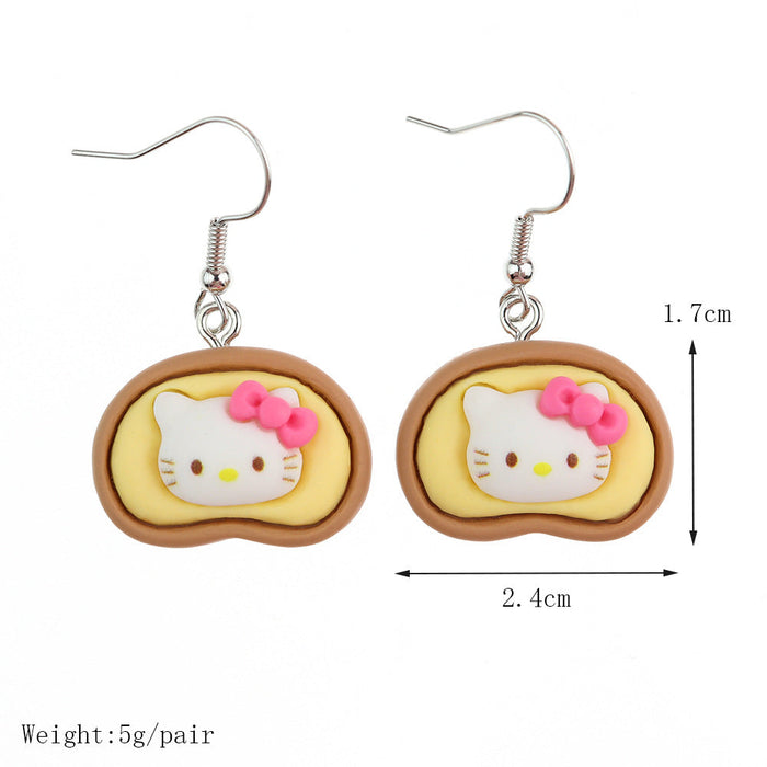 Wholesale Resin Earrings Cute Cartoon Bear Kitty Kitten (S) JDC-ES-niqing026