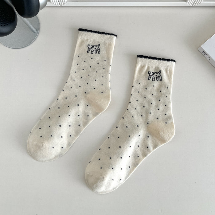Wholesale Embroidered socks, children's pure cotton mid tube socks, cartoon cute cotton socks, versatile women's socks