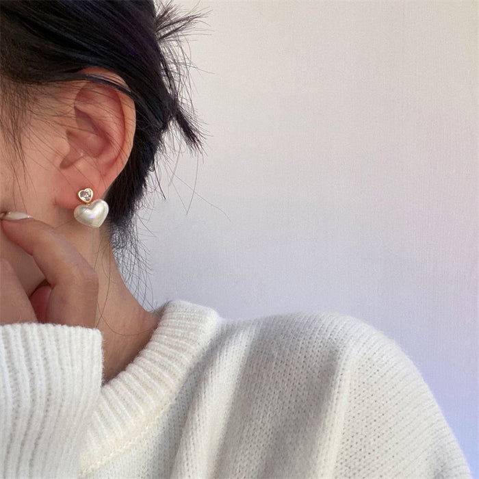 Wholesale Love Zircon Ear Clip Fashionable Sweet Earrings Retro Exquisite Small Temperament Earrings