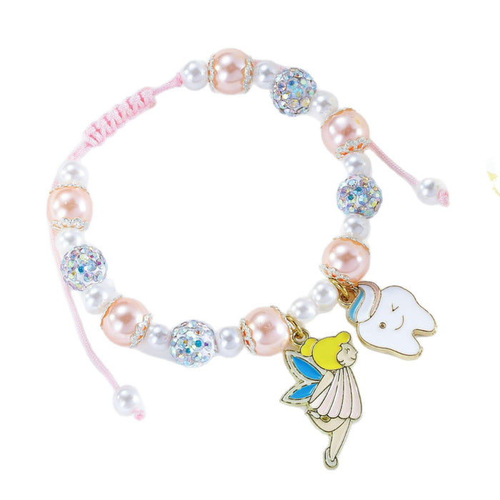 Wholesale Women S Pink Faux Pearl Bracelet With Tooth Fairy Pendant Beaded Charm Jewelry Fashion Accessory For Boutique Resale