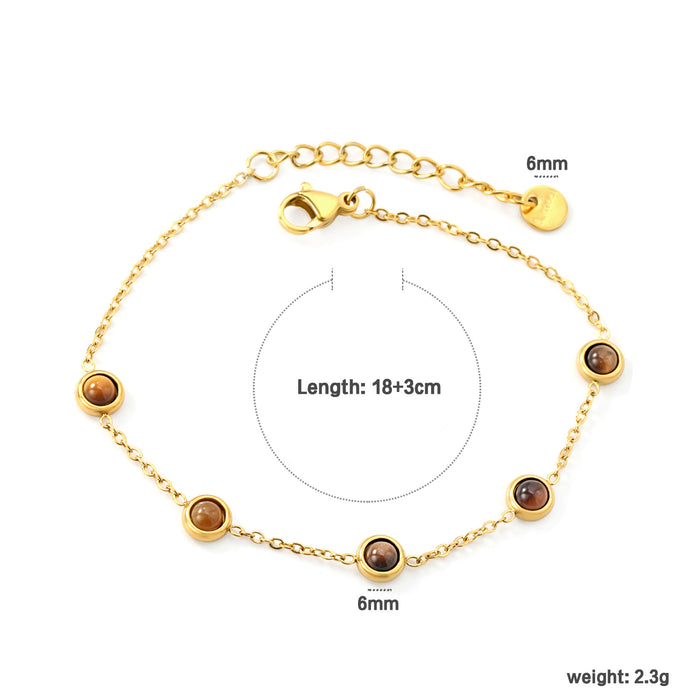 Wholesale Colorful cat' s eye bracelet tiger' s eye stone bracelet stainless steel round snake chain bracelet