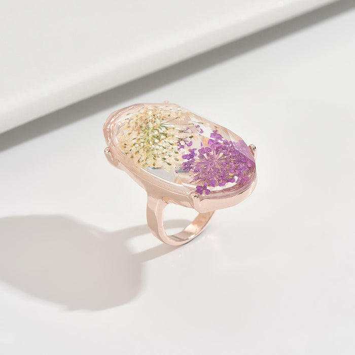 Wholesale Niche retro eternal flower ring, time resin dried flower creative DIY