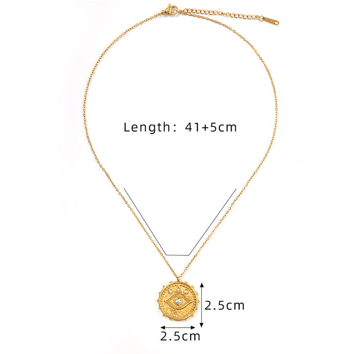 Wholesale Classic Fashion Stainless Steel Necklace Devil's Eye Zircon Pendant Color Preserved Electroplating