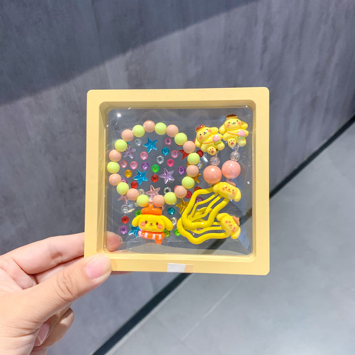 Wholesale Children's Bracelet Gift Box Set Cartoon Earrings Cute Hairpin Princess Face Sticker