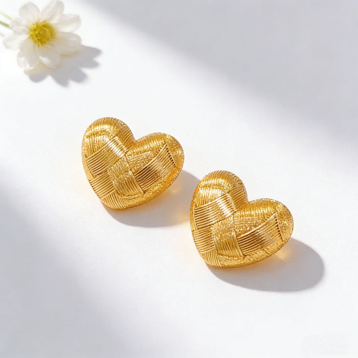Wholesale Woven texture hollow arc heart-shaped teardrop earrings