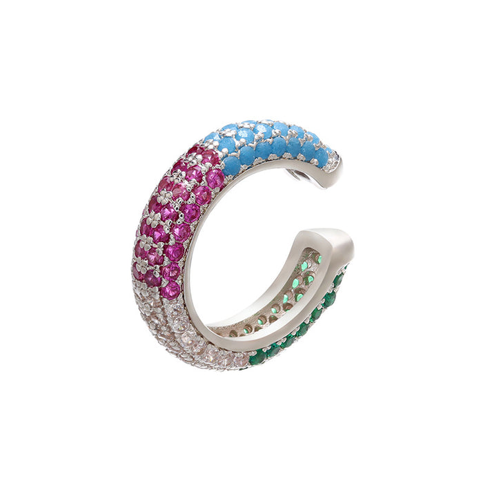 Wholesale Gold Plated Copper Ear Cuff with Colored Zircon Simple Style Fashion Accessory MOQ≥2