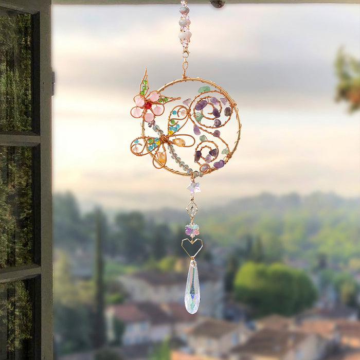 Wholesale Amethyst Crystal Animal Wind Chime Dragonfly Design Modern Decorative