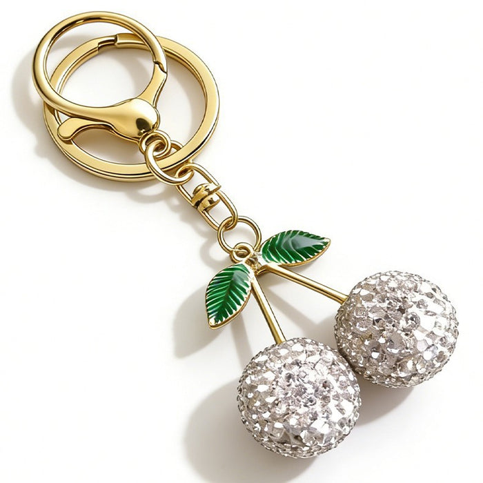 Wholesale Cute rhinestone cherry metal rhinestone keychain