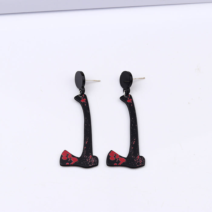Wholesale Acrylic Printed Blood Color Knife Earrings Personalized   Earrings