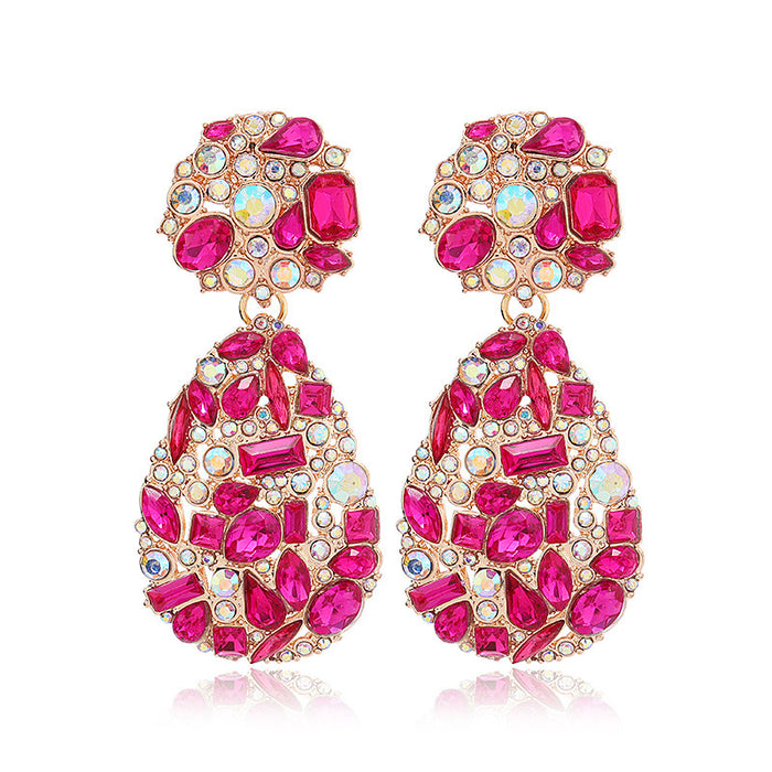 Wholesale 10pcs Rose Red Geometric Alloy Earrings JDC-ES-HengX005