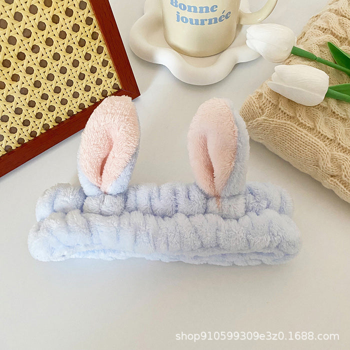 Wholesale Cute Rabbit Ear Headband for Women Face Wash and Beauty Headband Hair Accessories Flannel Headwear Factory