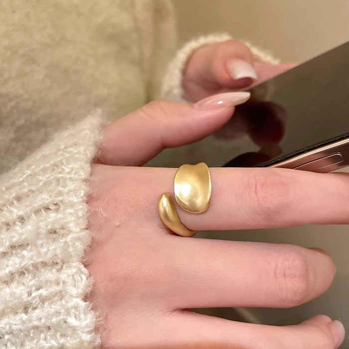 Wholesale Irregular matte ring for women, niche and unique design, index finger ring, light luxury and high-end open mouth ring