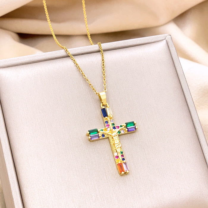 Wholesale Cross Necklace Titanium Steel JDC-NE-Mul001