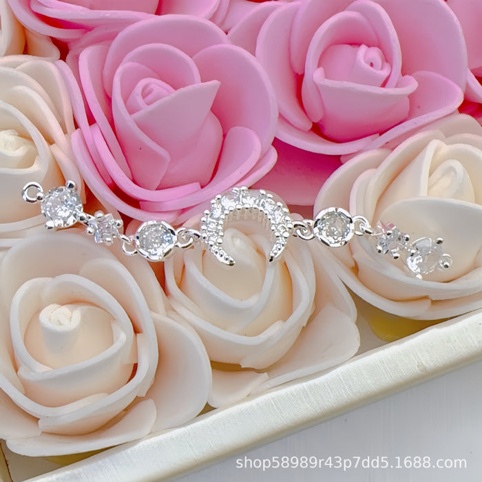 Wholesale Butterfly Moon Zircon Gold Electroplated Copper Beaded Bracelet MOQ≥3