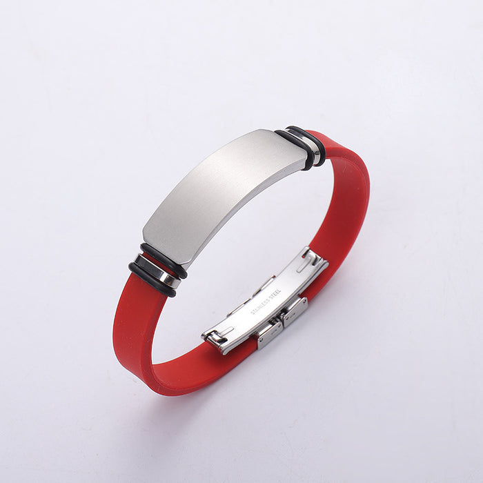 Wholesale Titanium steel personalized engraved sports basketball men's bracelet, silicone stainless steel couple bracelet