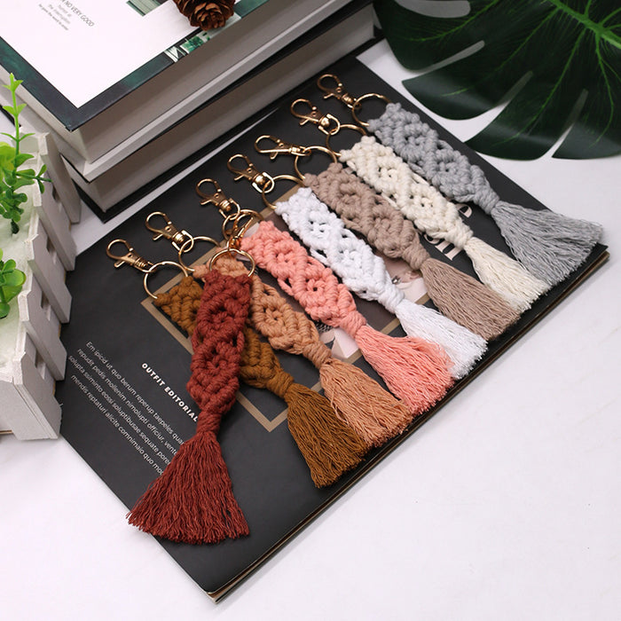 Wholesale Cotton Rope Hand-woven Tassel Keychain JDC-KC-LanXuan001