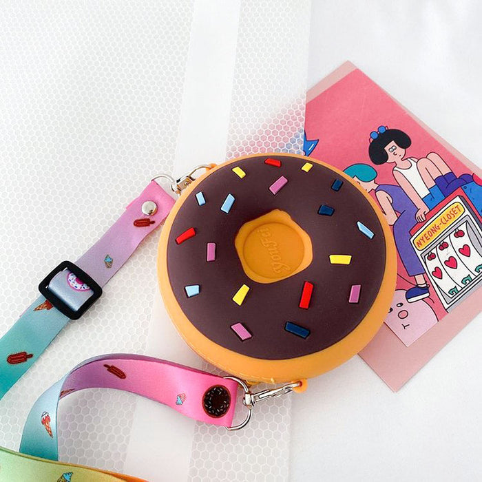 Wholesale Donut Silicone Crossbody Bag for Girls Trendy Cute Coffee Color MOQ≥10