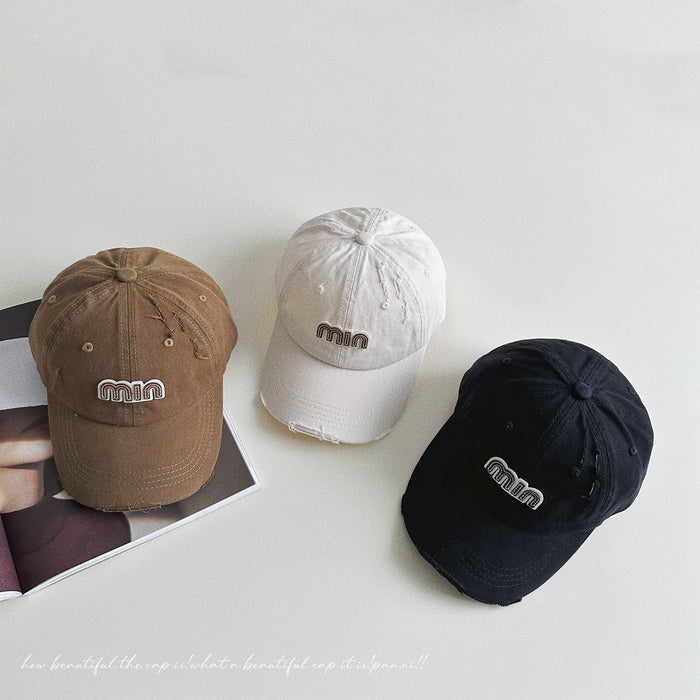 Wholesale Children's retro vintage baseball cap, three-dimensional letter duckbill cap, niche sun hat