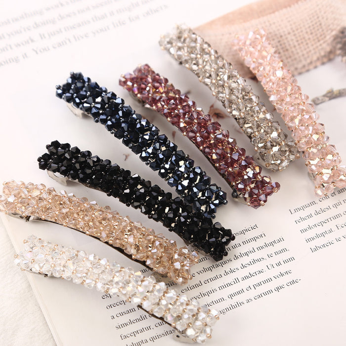 Wholesale Woven Clip Headwear Women's Side Clip Simple Crystal Hairpin Girl Crystal