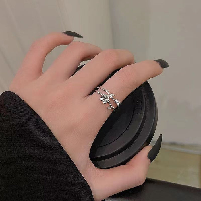 Wholesale Rose ring, niche design, personalized fashion, versatile, index finger opening ring