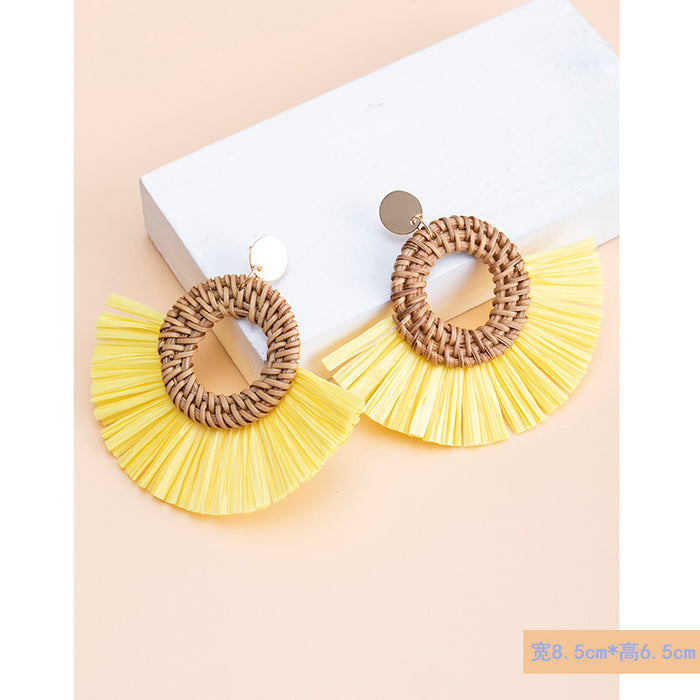 Wholesale tassel earrings  vacation high-end feeling raffia grass earrings