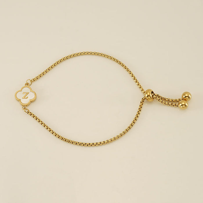 Wholesale Stainless Steel Shell Four Leaf Clover Letter Bracelet JDC-BT-ZhongX011