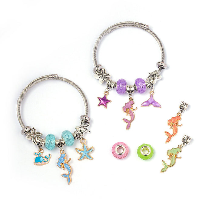 Wholesale DIY Adjustable Blue Ocean Series Mermaid Pendant Bracelet