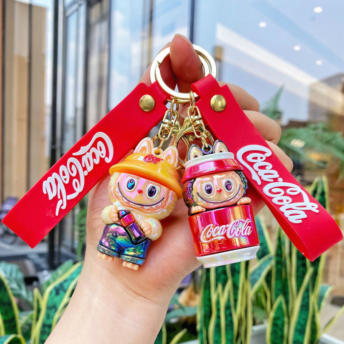 Wholesale Electroplating keychain Coke keychain blind box doll pendant