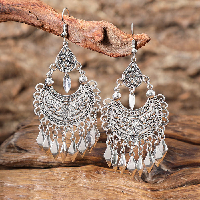 Wholesale Bohemian Tassel Earrings Alloy Geometric Electroplated Party Jewelry Accessory MOQ≥2