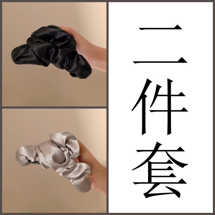 Wholesale Flash pleated grip satin high-end feel, shark clip at the back of the head, simple hair clip, fashionable headwear