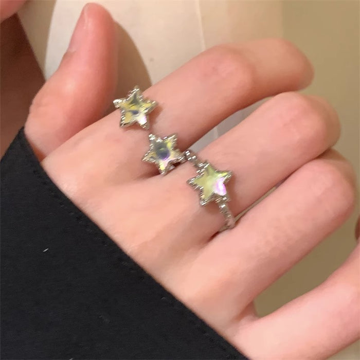 Wholesale Niche five-pointed star  pleated open ring