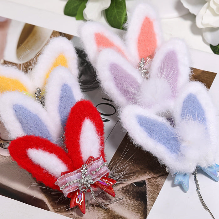 Wholesale DIY Plush Rabbit Ears Beads Chain Tassel Bow Beads JDC-BDS-BLinG013