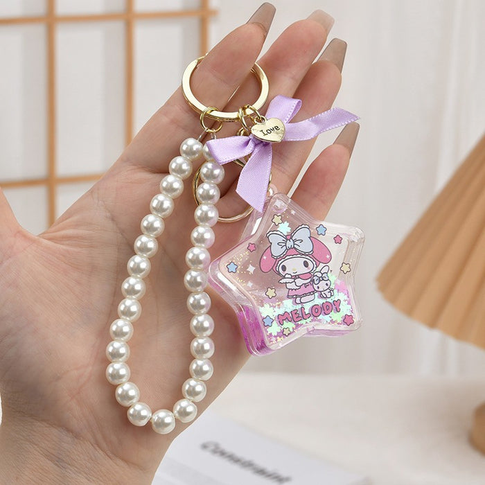 Wholesale Acrylic Keychain Pentagram Oil-Filled Keyring