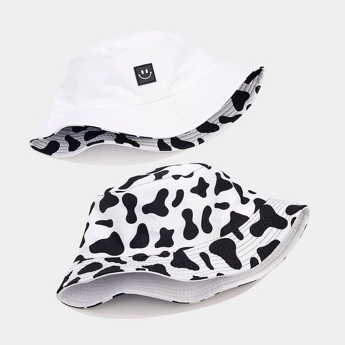 Wholesale Cotton Cow Pattern Smiling Face Bucket Hat JDC-FH-LvY014