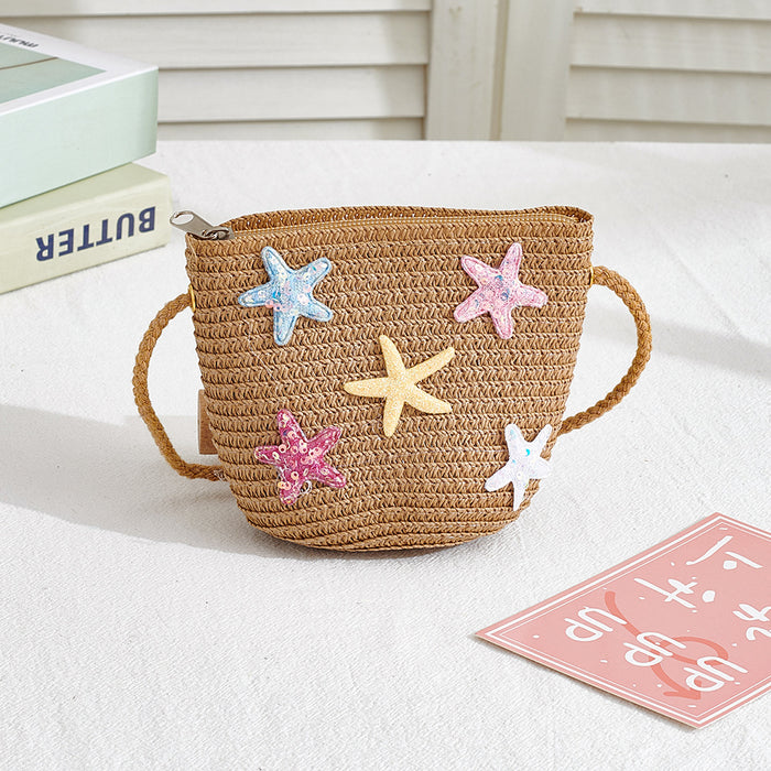 Wholesale Straw Bag for Girls Cute Solid Color Design Summer Travel Crossbody Purse