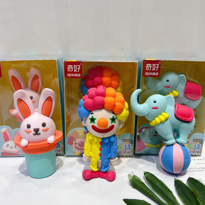 Wholesale 12pcs/box Decorative Rubber Eraser Amusement Park Cartoon Student Stationery