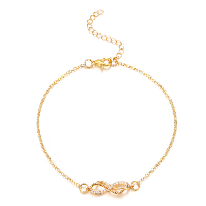 Wholesale Figure-Eight Buckle Anklet Diamond-Encrusted Anklet Beach Foot Jewelry
