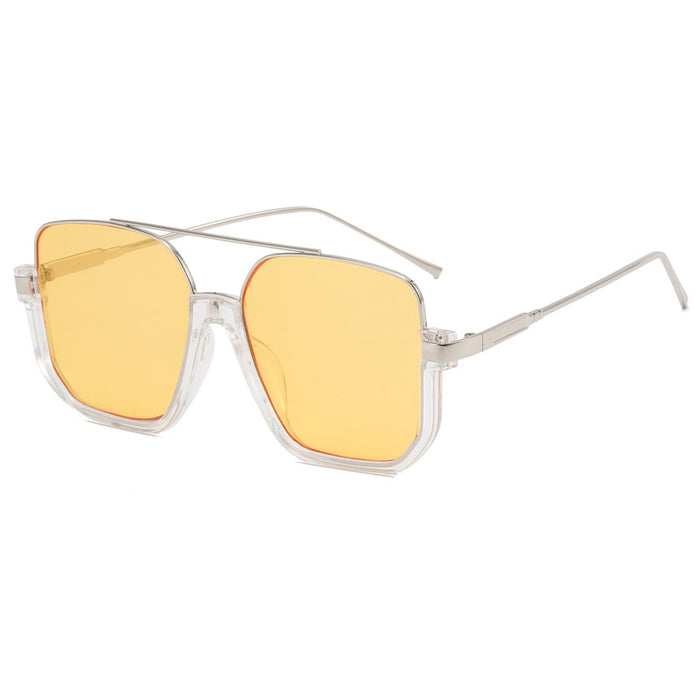Wholesale Sunglasses for women in summer, bare faced, double beam large frame, anti blue light retro glasses, high-end street photography sunglasses