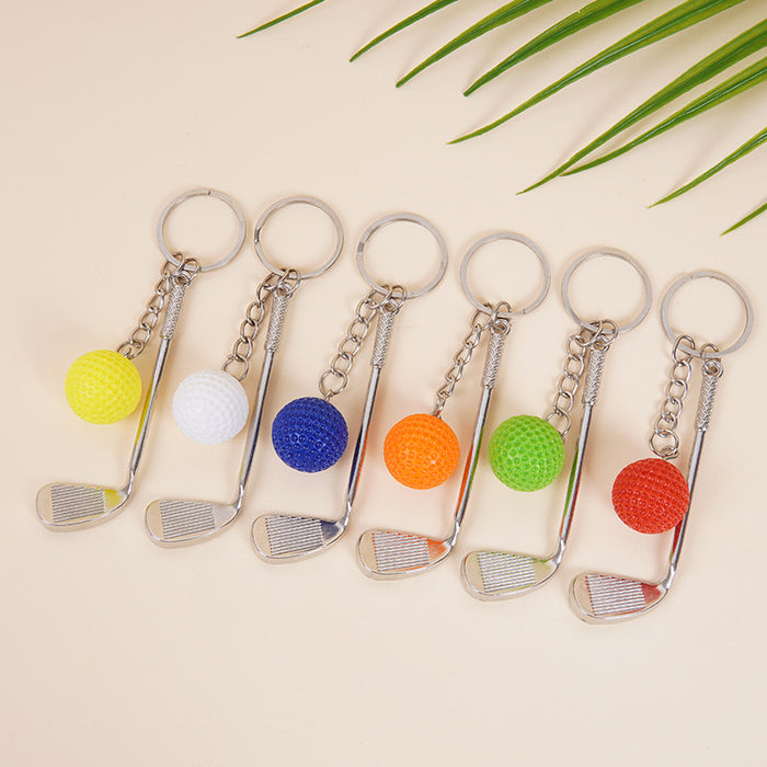 Wholesale Metal Golf Ball And Club Keychain Bag Charm Stylish Couple Gift Car Key Accessory MOQ≥2