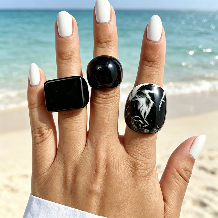Wholesale Trendy Resin Gradient Ring Women' s Geometric Jewelry Accessory MOQ≥5