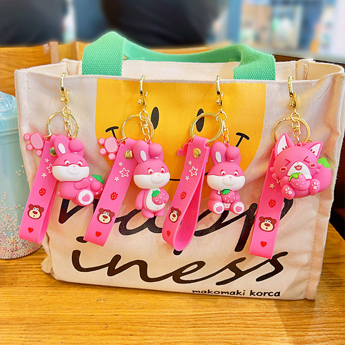 Wholesale Pink Strawberry Bear Keychain JDC-KC-YDao099