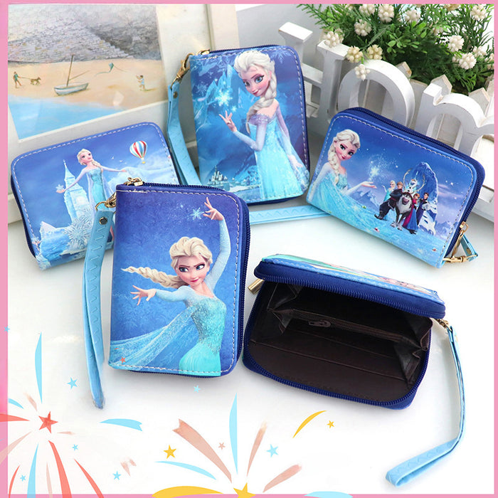 Wholesale fresh cartoon princess children's girls short portable coin purse