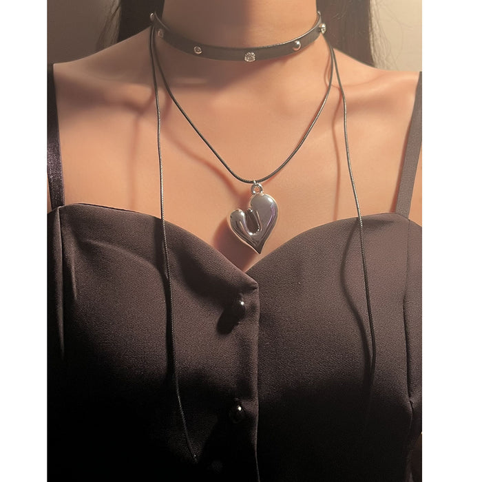 Wholesale Western Denim Style Personalized Trend Love Pendant Two-piece Necklace