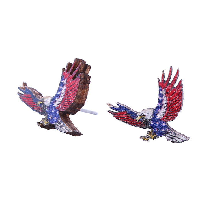 Wholesale American Independence Day Sunflower Butterfly Pentagram Eagle Various Wooden Earrings JDC-ES-ChouTteng019