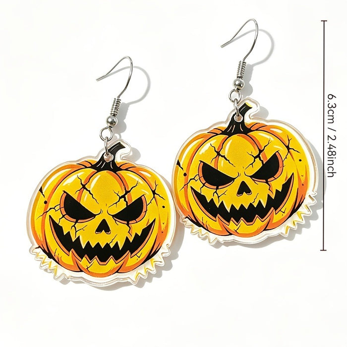 Wholesale Trendy  Party 2D Acrylic Evil Pumpkin Earrings Jewelry Accessory