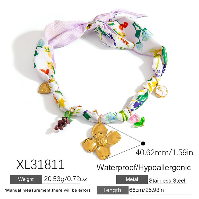 Wholesale Titanium Steel Necklace  Gold Accessible Luxury High-End Sun Flower Silk f Titanium Steel Color-Preserving Clavicle Chain Necklace