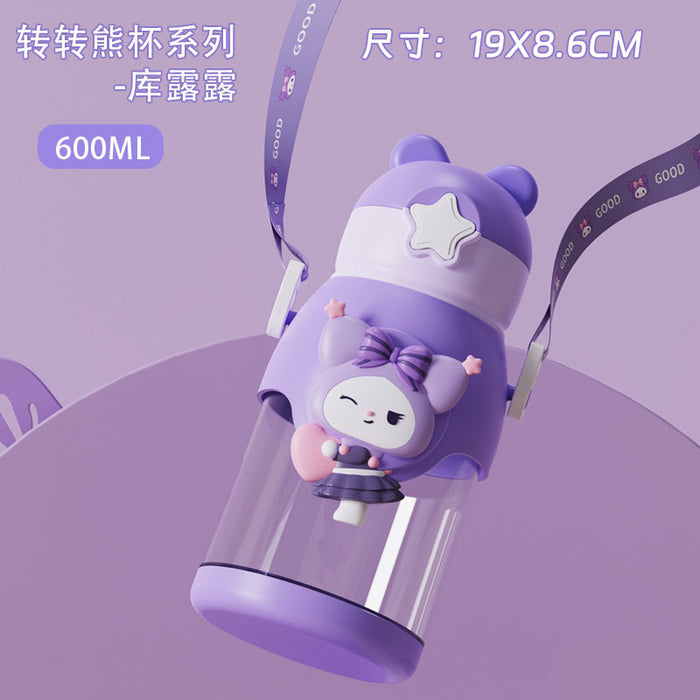 Wholesale Cute Bear Straw Cup Large-Capacity Plastic Cup