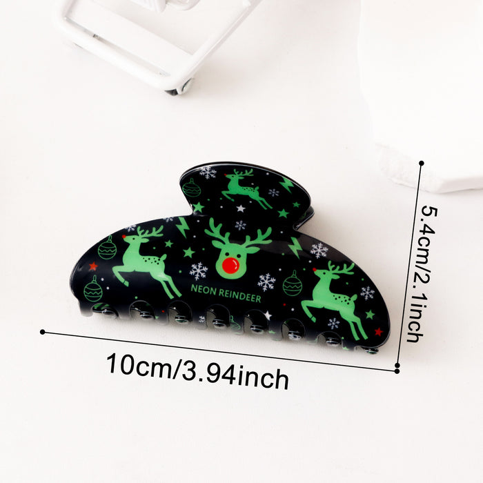 Wholesale PVC Christmas Claw Hair Clip Gingerbread Man Reindeer Design Women Everyday Styling Gift